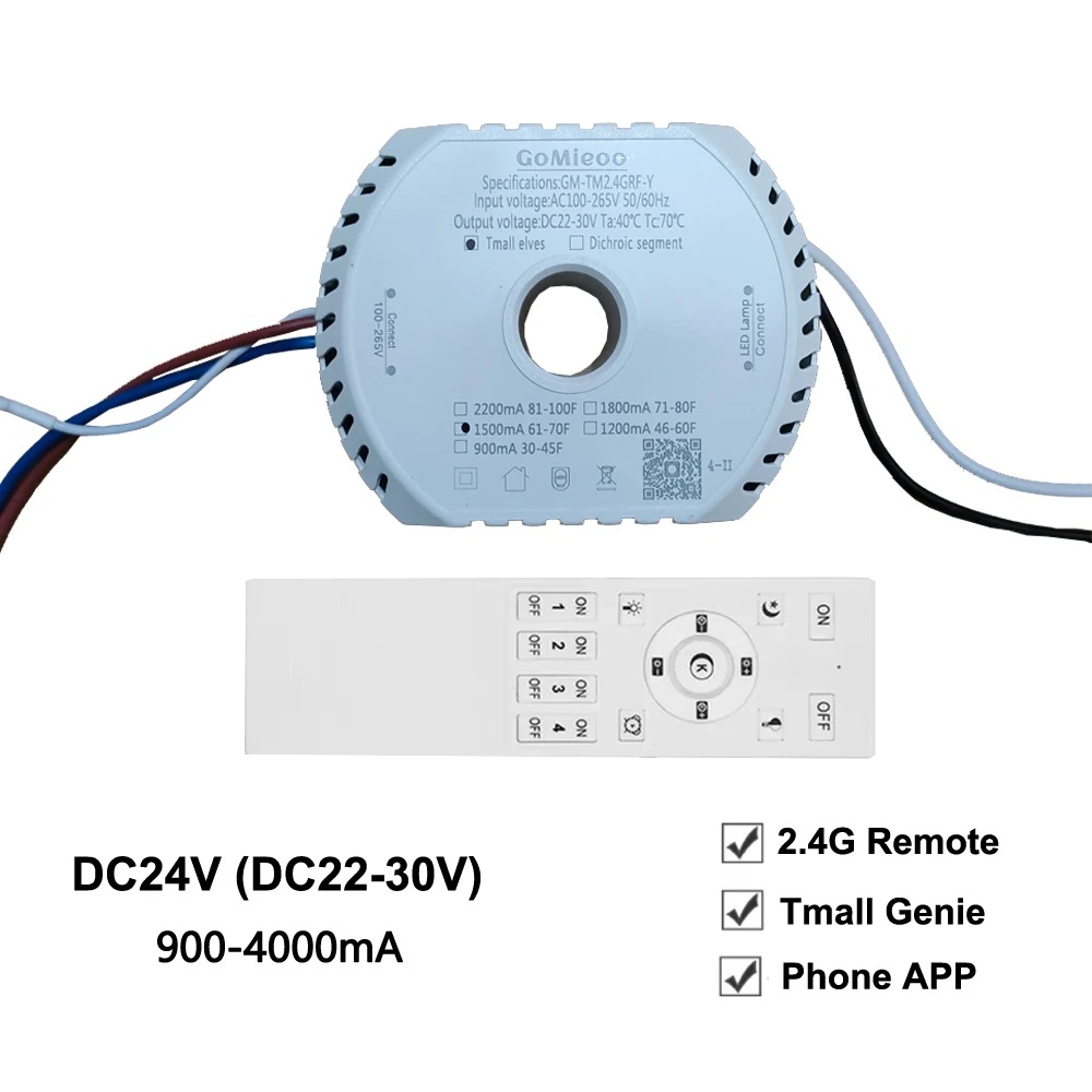 

GM-TM2.4GRF-Y DC22-30V Two Wires and 2 Colors Lamp LED Driver Tmall 2.4G Intelligent Power Supply Module For Chandeliers