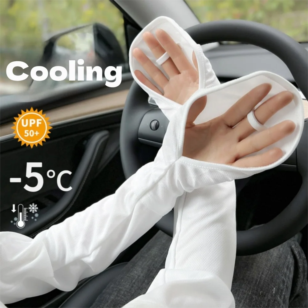 

Long Sleeve Anti-sunburn Sleeve Loose Fit Ice Cooling Driving Sleeves Anti-UV Adjustable Cuffs Sun Protection Sleeves