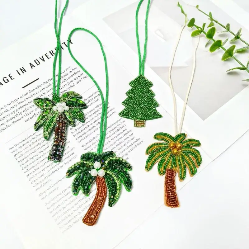 

Coconut Tree Applique Patch Crystal Mushroom Sequin Handmade Beaded Clothing Sew On Patches Hanging Rope Keyring Bag Pendant