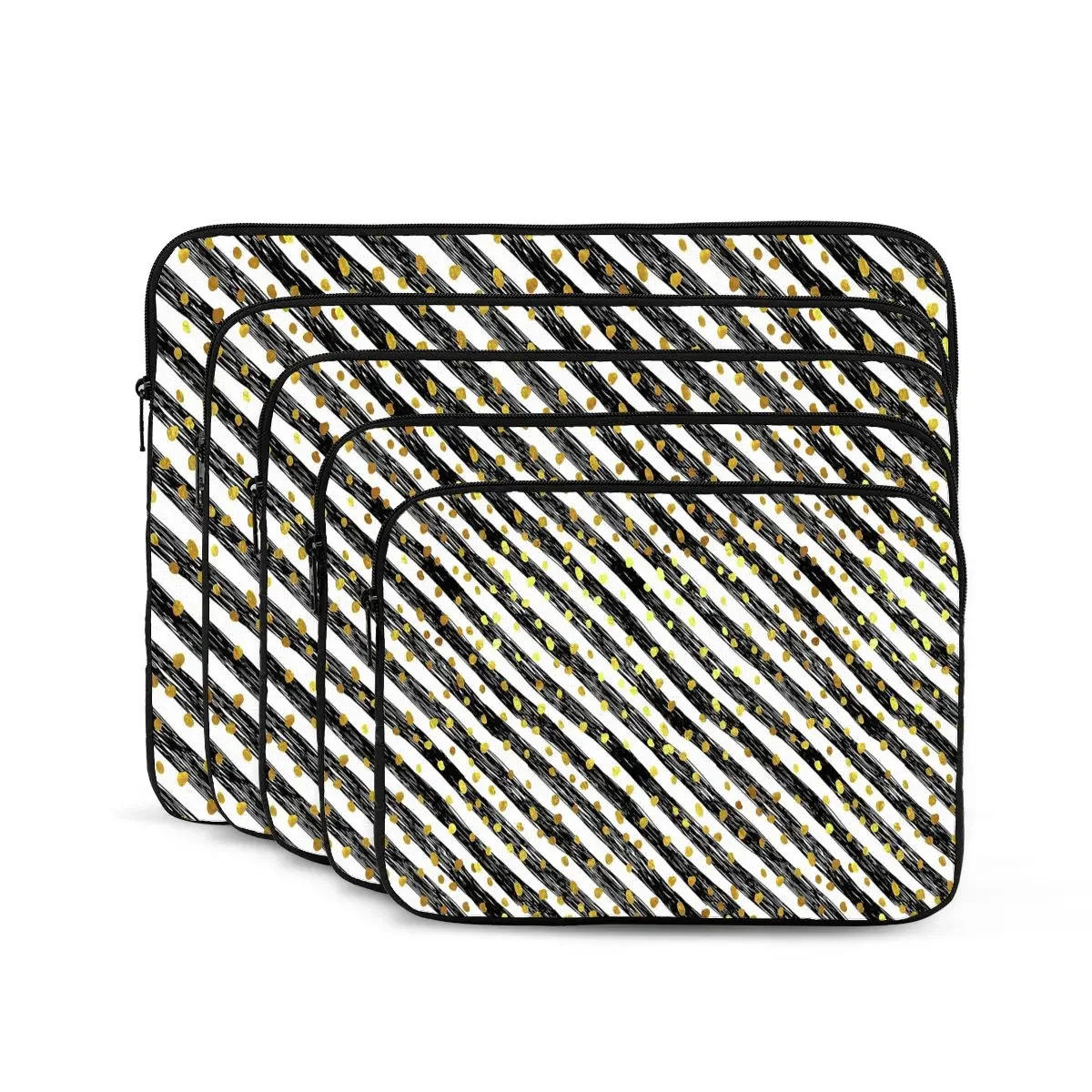 Seamless Pattern Black Linear Stripes And Golden Confetti Circle Computer Laptop Cover Case Laptop Sleeve Bag Portable Cover