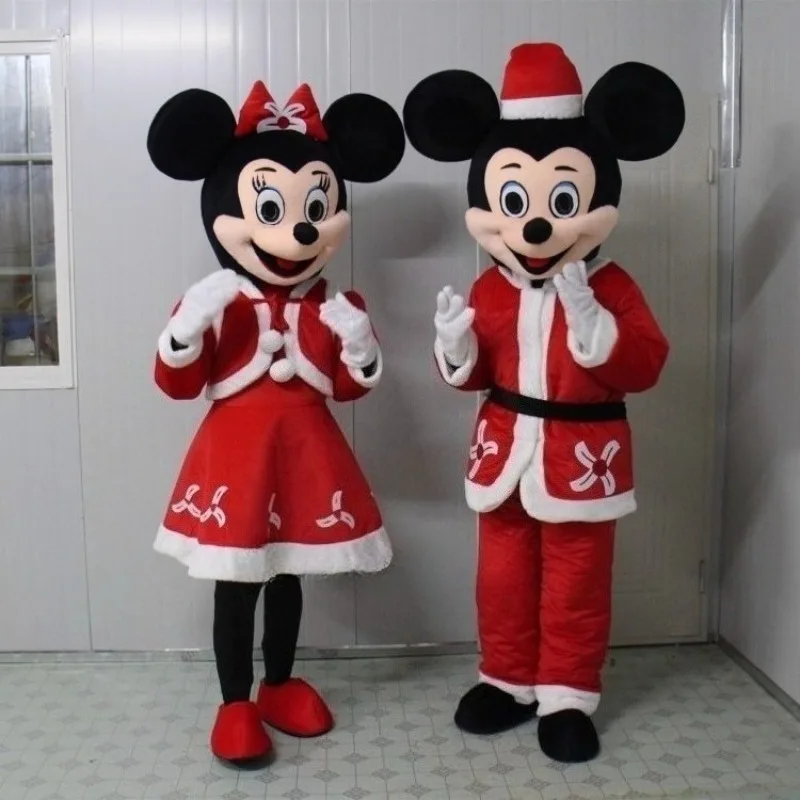 

Christmas Mouse Boy Mickey Mouse Girl Minnie Cartoon Character Mascot Costume Advertising Fancy Dress Party Party Props