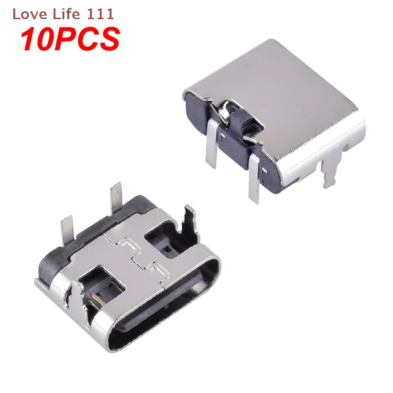 New 10Pcs 2 Pin Micro USB Type C Connector Socket USB 3.1 Type-C Female Power Jack Dock For Mobile Phone Charging Port