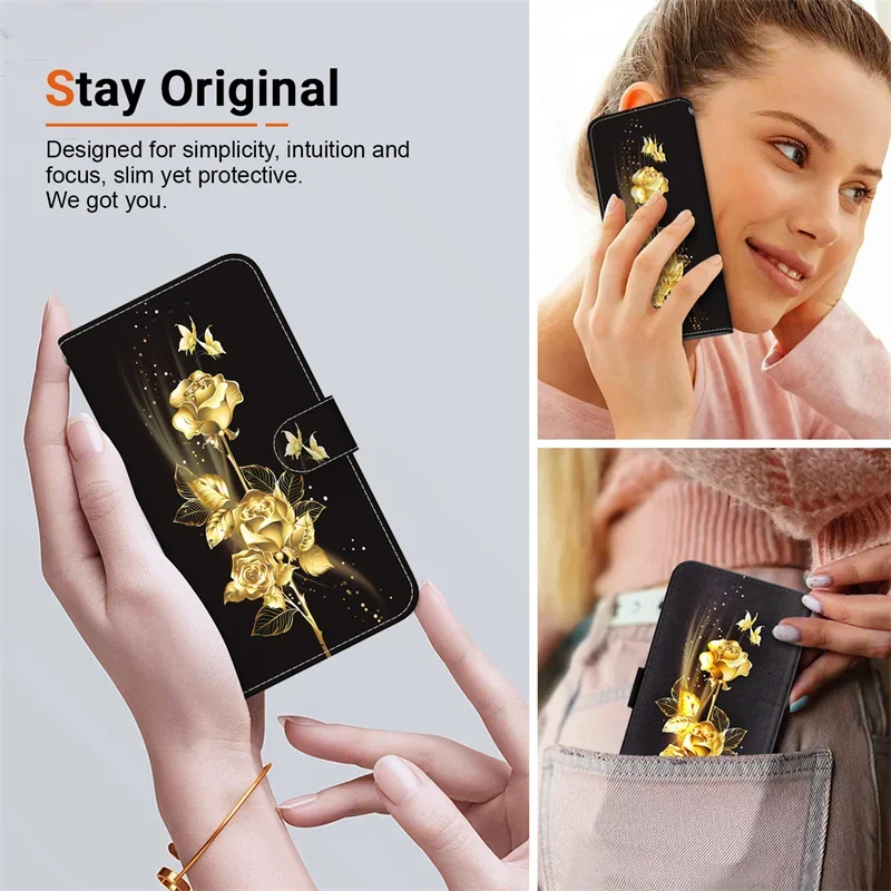 Reno 11 New Paint Wallet Case for OPPO Reno11 Reno 11F 10 8T Reno8 T 4G Reno10 Pro 5G Case Cartoon Floar Leather Flip Book Cover