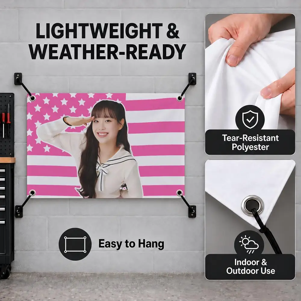 Pop L-Loona Chuu Salute Flags Interior Wall Hanging Background Art Banner Bedroom Home Living Room Outdoor Party Decor