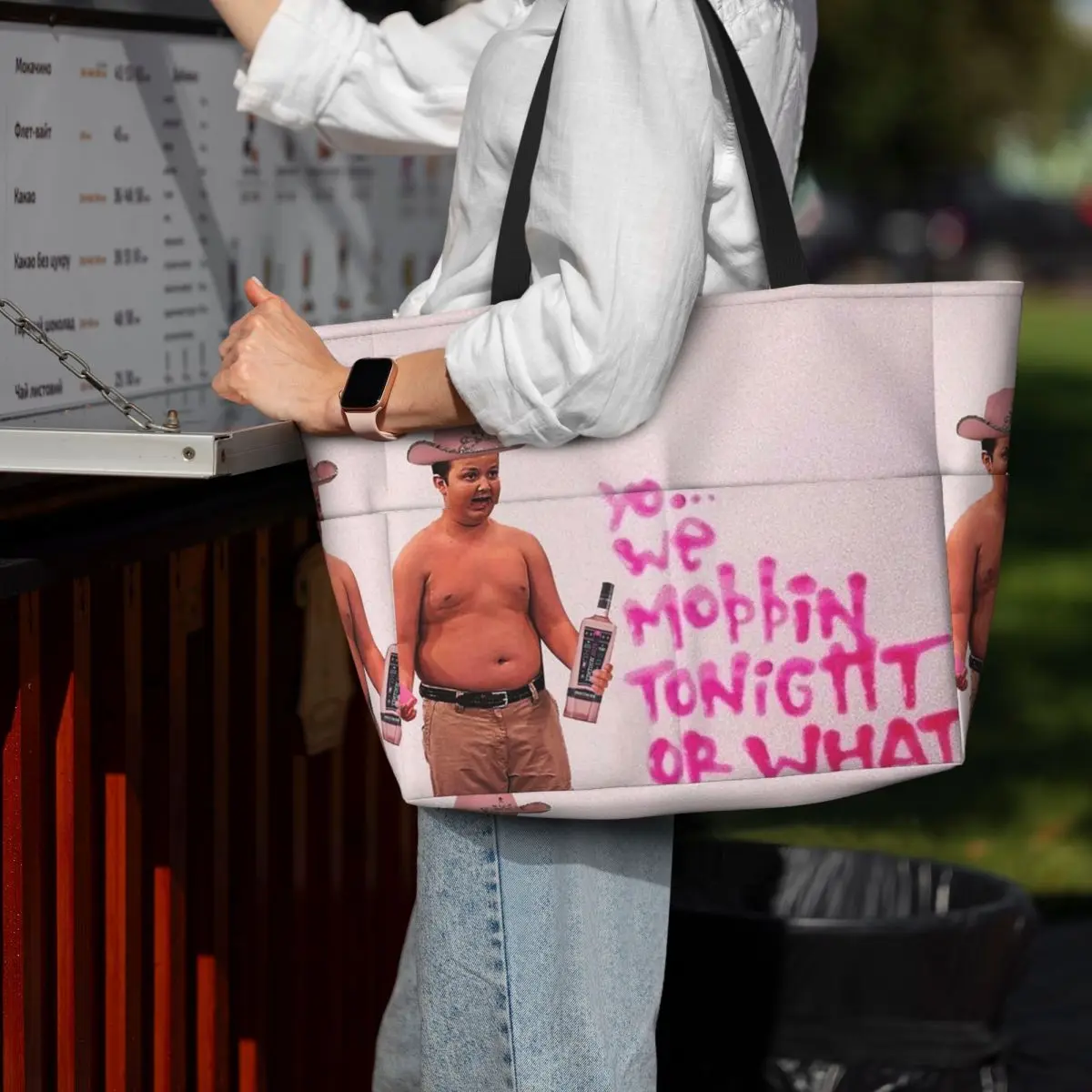 

Gibby Pink Cowboy Hat Mobbin Or What Beach Tote Bag Sport Gym Yoga Duffle Large Tote Bag Women Travel Bag Fitness bag