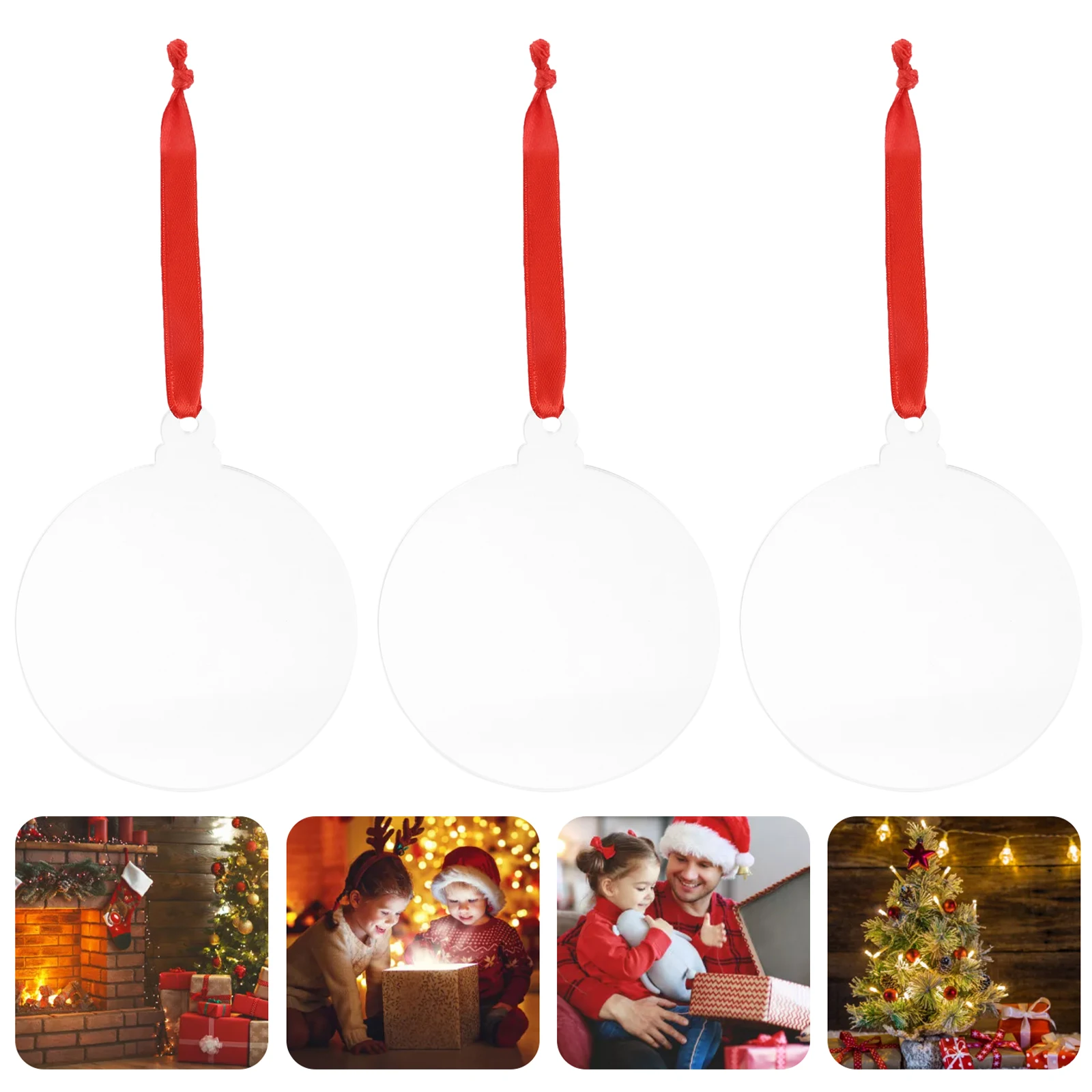 

10 Pcs Christmas Tree Accessories Clear Acrylic Xmas naments Blank DIY Home Decor Pendant Craft Small Compact Storage