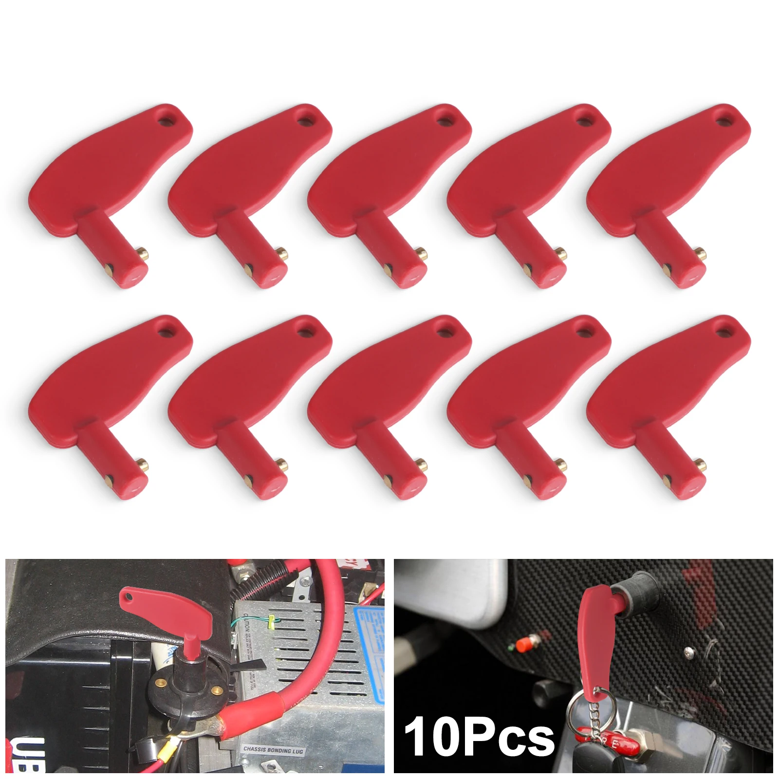 

10PCS Red Multi-shaped Plastic Spare Keys Mini Battery Cut Off Isolator Switch Spare Keys For Auto Boa