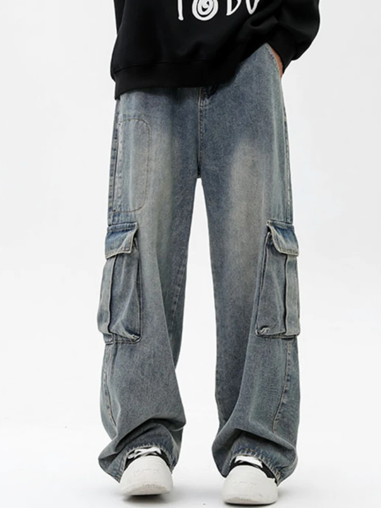 Jeans multi-poches pour hommes, DistMurcia High Street, FjDenim, All-Match, Simple, Pure Document, Spring, Harajuku Clothing