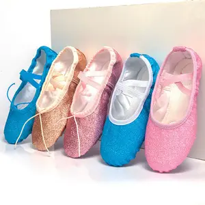 Glitter Ballet Dance Shoes Yoga Gym Flat Slippers Pink Blue Rose Red Colors Ballet Dance Shoes for Girls Children Women Teacher