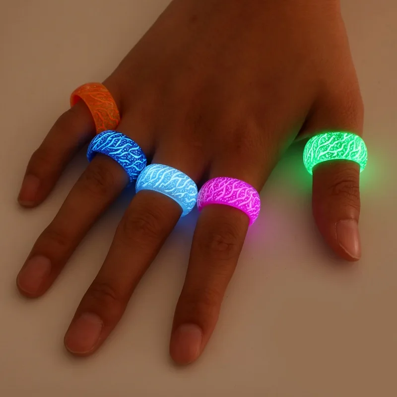 Colorful Luminous Resin Ring Women Men Fluorescent Glowing Rings Jewelry Glow In The Dark Finger Ring Band Halloween Fashion