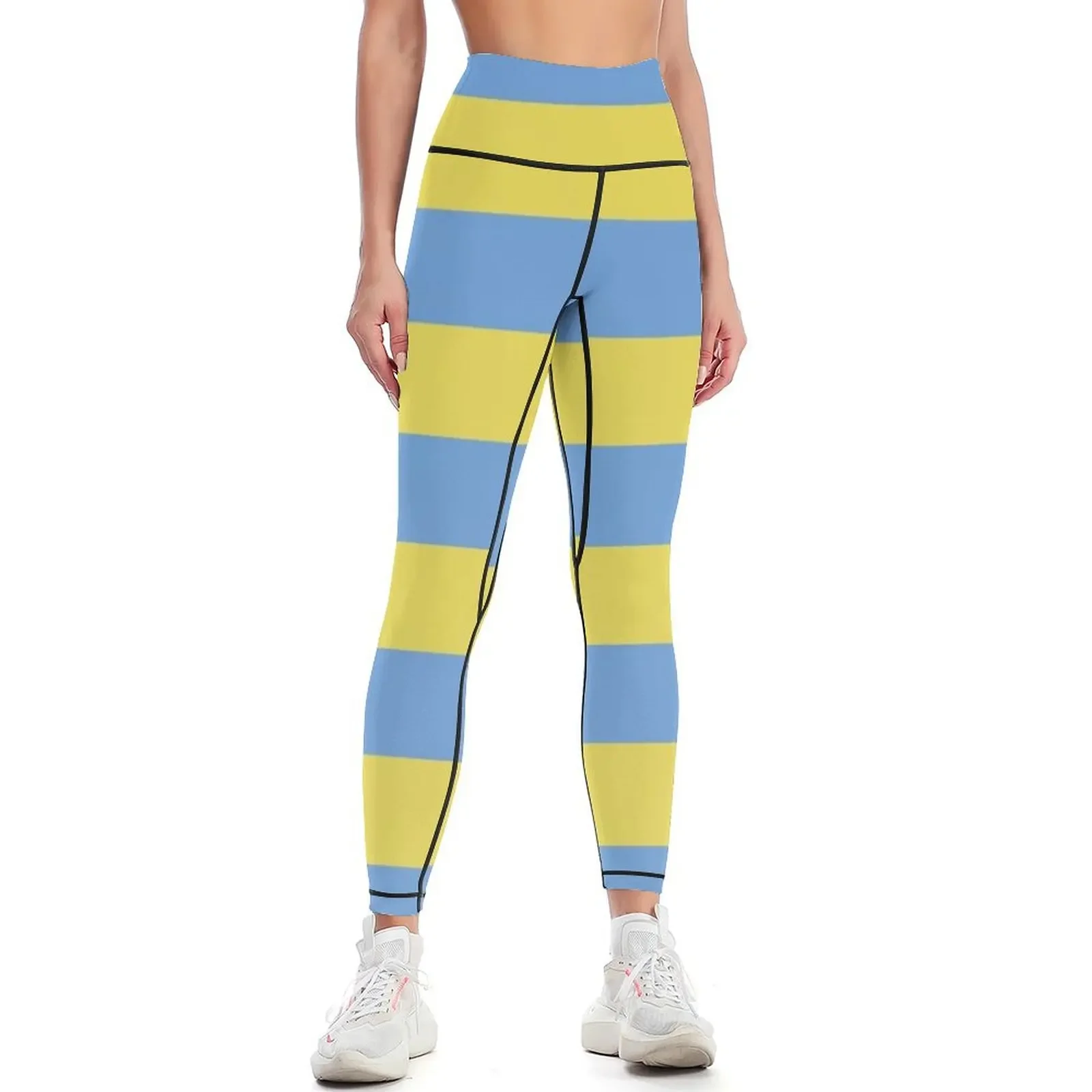 

Yellow and Blue Stripes Leggings Women's high waist sports for push up sportswear gym workout shorts Womens Leggings