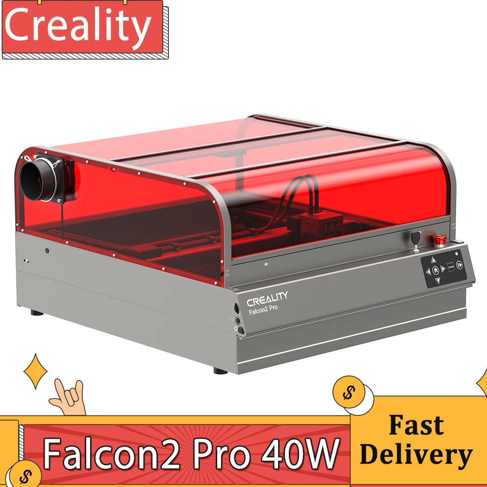 Creality Falcon2 Pro 40W Laser Engraver Cutter Smoke Exhaust Integrated Air Assist Built-in Camera Fence Type Protection Strip