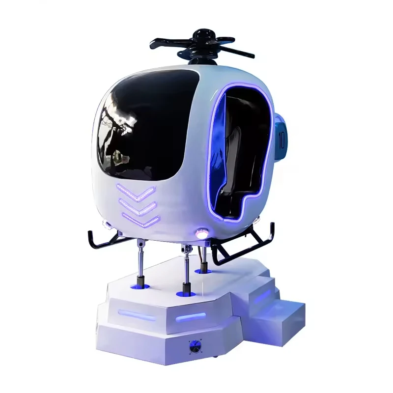 Amusement Park VR Helicopter Ride Single Player Flight Plane Simulator 9d Vr Experience Game Machine for Shopping Mall