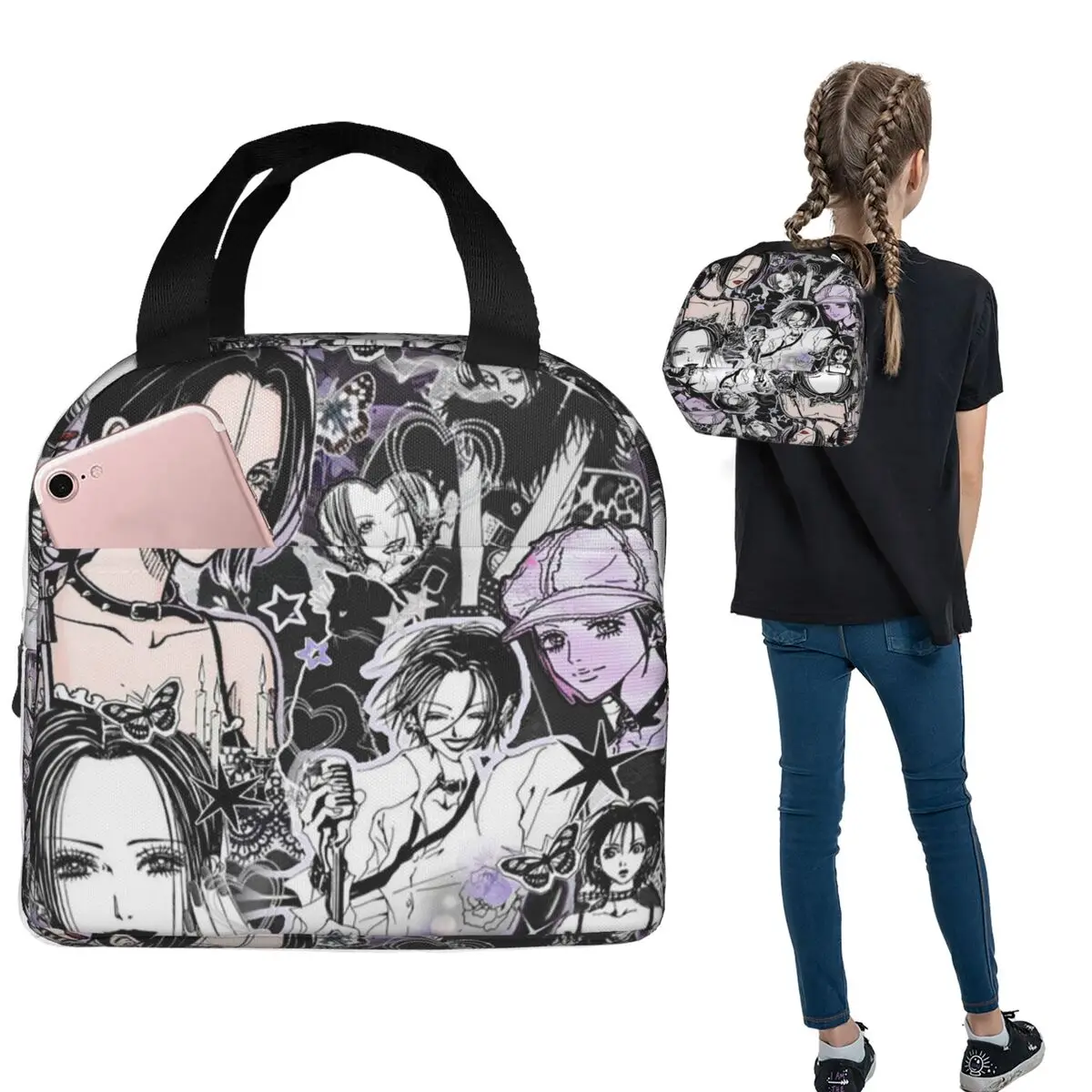 

Nana Manga Lunch Bags Insulated Bento Box Waterproof Lunch Tote Leakproof Cooler Thermal Bag for Woman Kids School