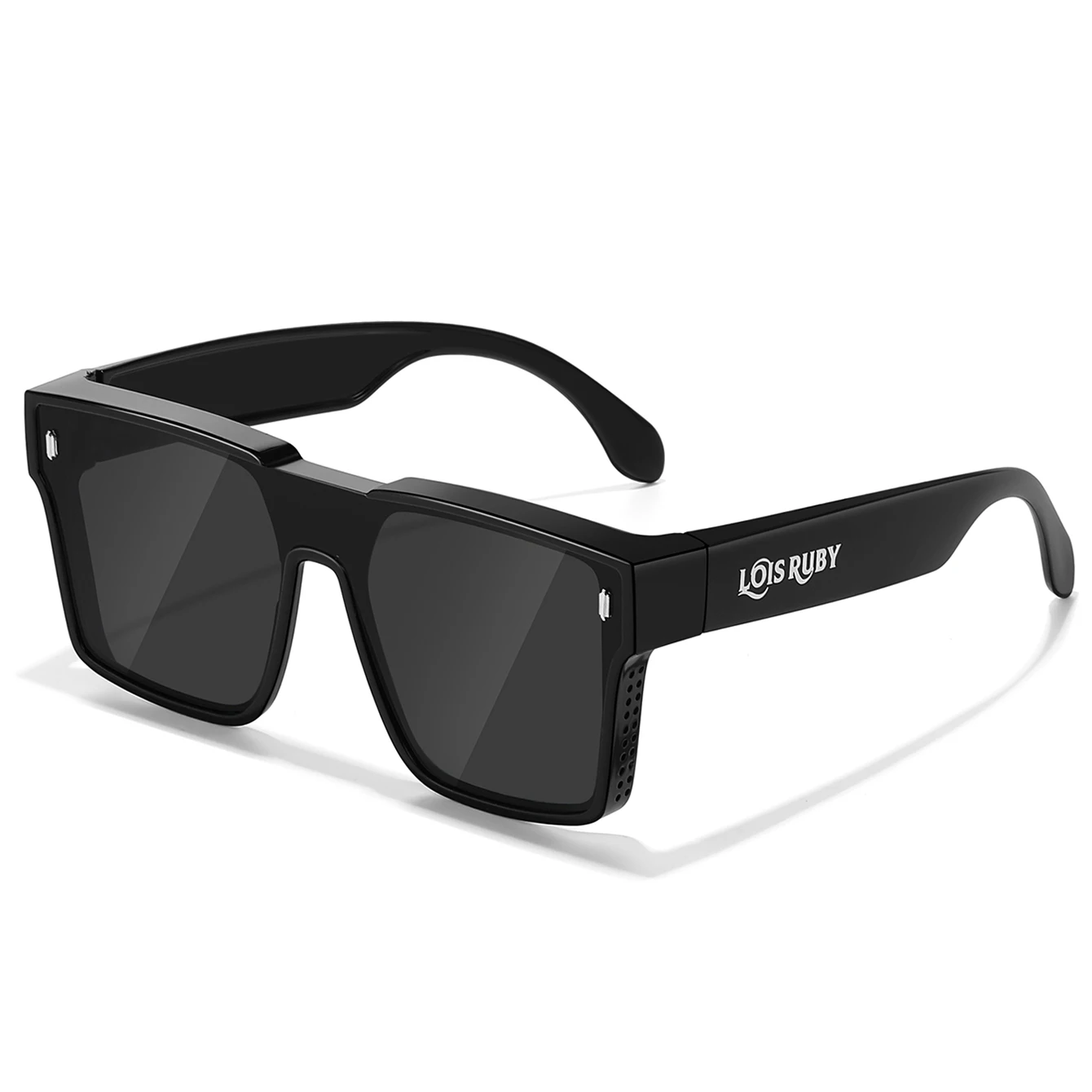 Übergroße quadratische Sonnenbrille für Herren, passt über die Gläser, kurzsichtige Brille zum verschreibungspflichtigen Tragen, Fahren, Angeln, Fahrradbrille – Detail 4