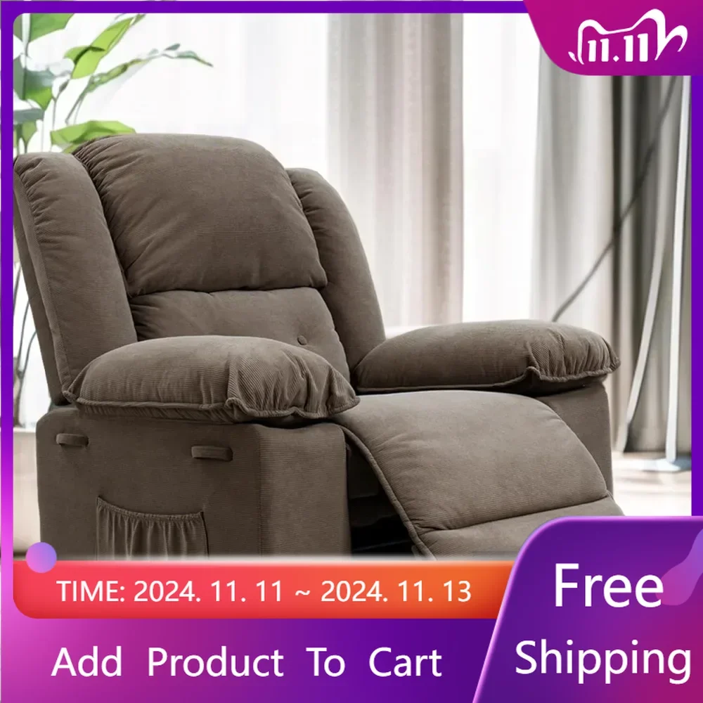 Power Lift Recliner Chair for Elderly, Electric Reclining Sofa Chair with Massage and Heat, Fabric Lift Chair with Side Pockets