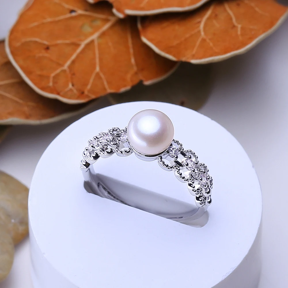 FENASY Freshwater Pearl 18K Gold Plated Adjustable Rings for Women,Suitable for Daily Wear and Party,Gifts for Birthday