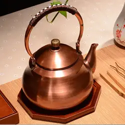 Copper Stove Top Water Kettle PU Leather Wrapped Handle Teapot for Teakettle