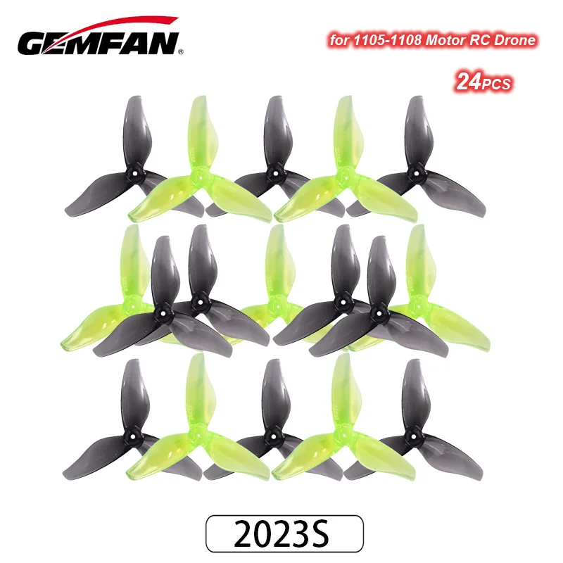 12 زوجًا (12CW + 12CCW) Gemfan 2023S إعصار 51 مللي متر 3-Blade المروحة 3 فتحات لسباق FPV 2 بوصة 1105-1108 محرك مسواك بدون طيار