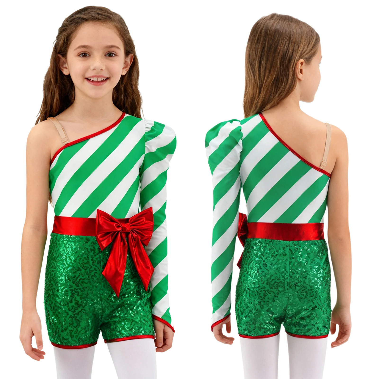 أطفال بنات كاندي قصب عيد الميلاد ازياء الترتر اليسار كم طويل لمعان القوس الزنجبيل رجل بذلة لعيد الميلاد تحت عنوان تبادل لاطلاق النار الصورة #3