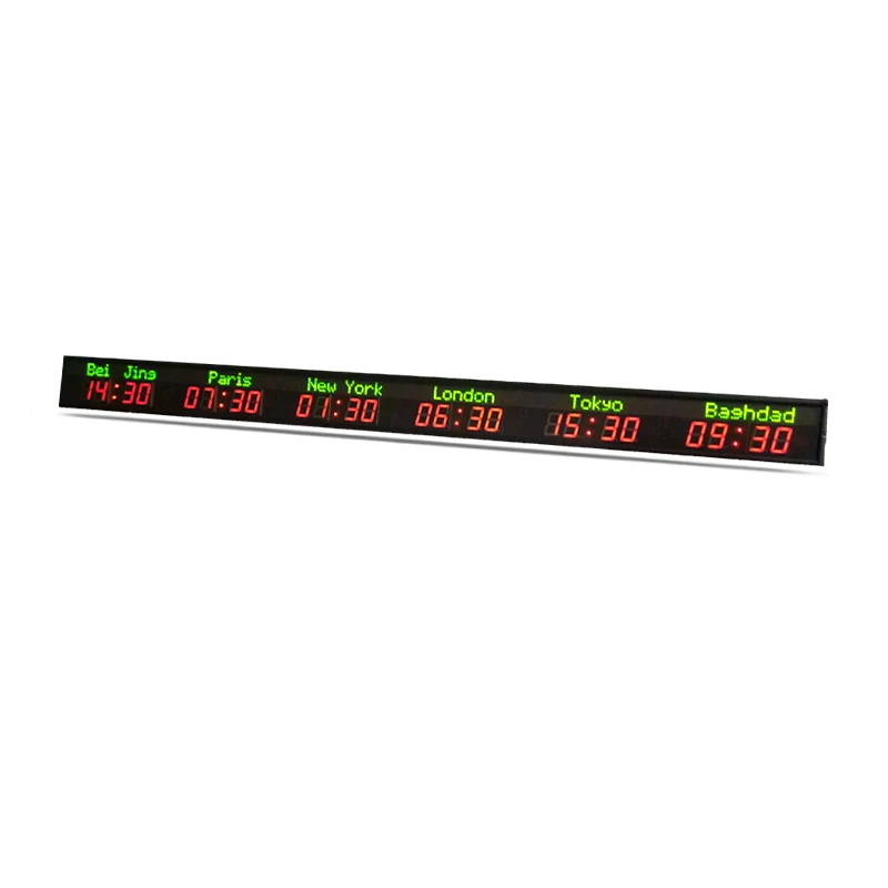 

LED Timer World Clock Multi Function Wall Clock 6 Time Zone City Wall Mounted Clocks