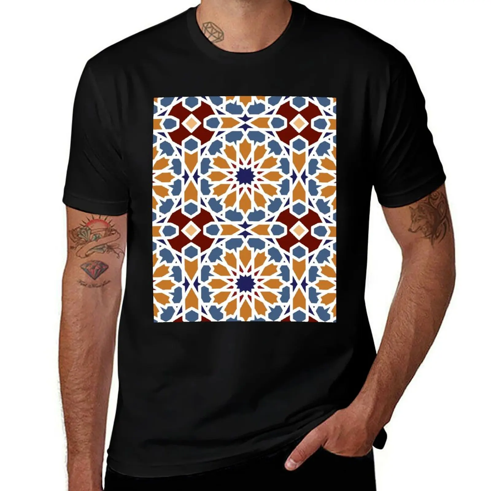 Geometric Arabic pattern inspired by the Safaa Gardens Mosque at KAUST, Saudi Arabia T-Shirt Comfortable Daily Wear Tee T-Shirt