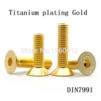5-10Pcs  DIN7991 M2 M2.5 M3 M4 M5 Countersunk Flat Head Hex Hexagon Socket Screws Alloy Steel Titanium Plating Gold Screw