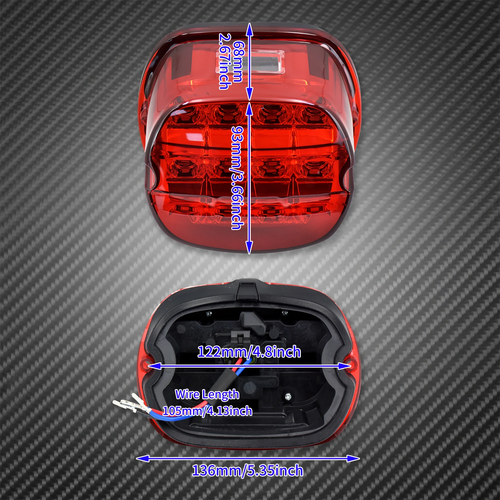 Luz LED de 12V para motocicleta, luz trasera de freno de lente roja/humo, lámpara trasera de matrícula para Harley Dyna Touring Sportster Wide Glide