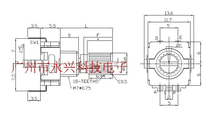 5PCS EC11 15MM Handle Length Quincunx Handle Encoder Rotary Encoding Switch Digital Potentiometer 3Pin Without Switch