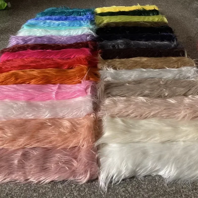 Faux Fur Fabric By The Meter for Coat Clothes Carpet Sewing Artificial Wool Tight and Thick Breathable and Comfortable Red White