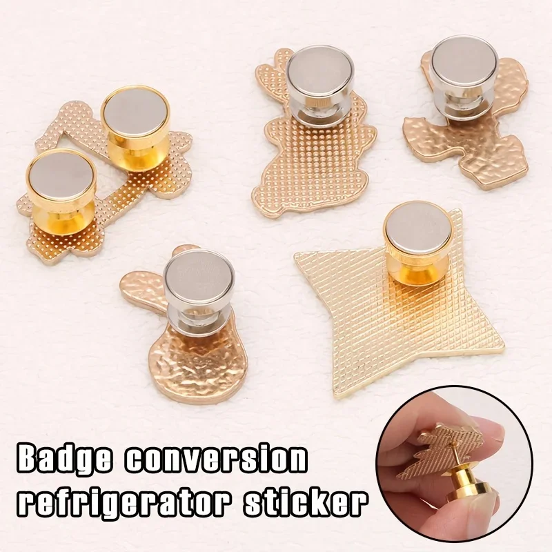 Magnetic Fridge Badge Pin Converter, Strong Magnet Brooch Adapter, Metal Card Holder Cap, Butterfly Clasp Replacement Accessory