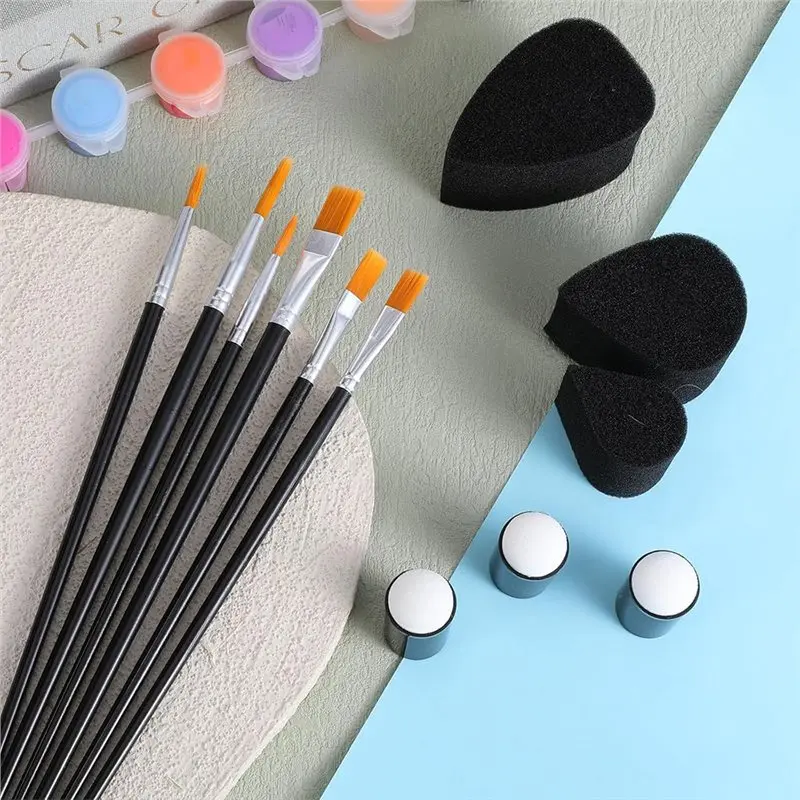 A84E-Professional For Halloween Cosplay Party Makeup And Painting 12Pcs Face Painting Brush& Sponge Set Body Paint Kit