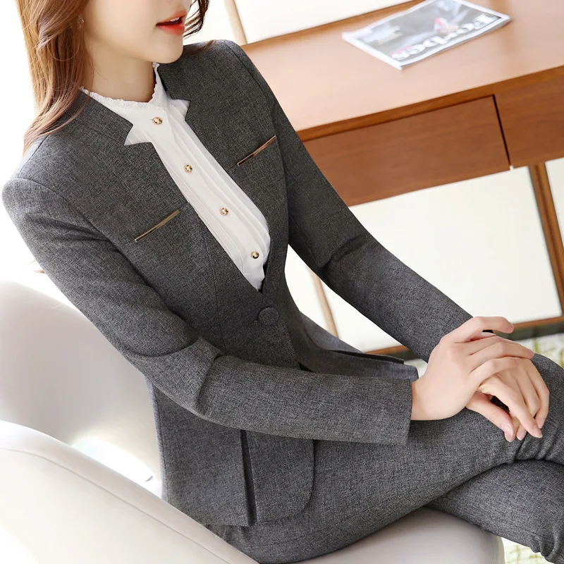 

937 Suit Women's Business Women's Clothing Business Formal Wear Fashion High-End Temperament Gray Hotel Front Stage Work Wear Cl