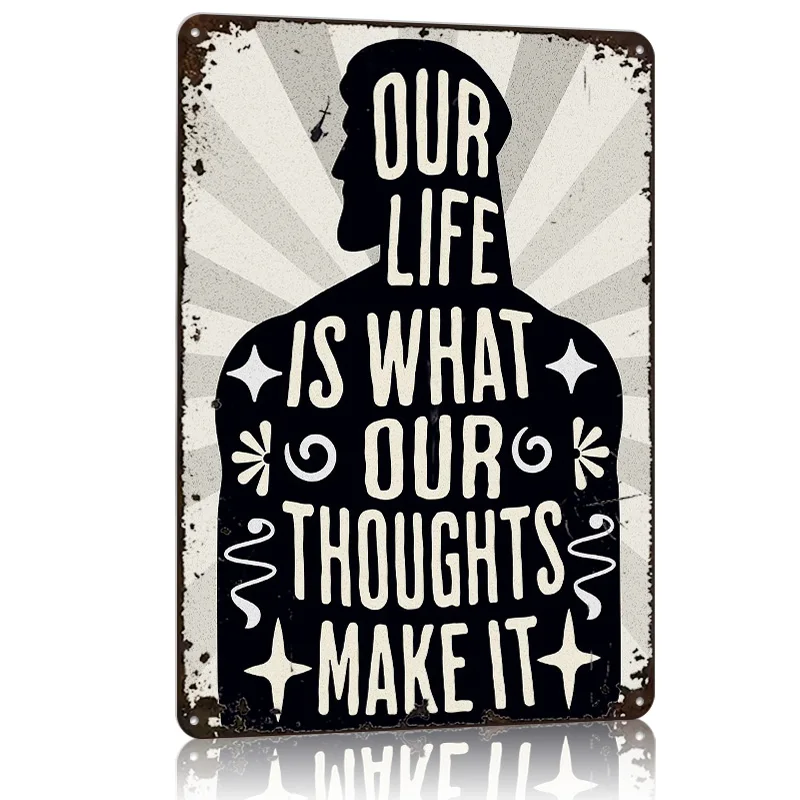 Marcus Aurelius Our Life Metal Poster Tin Sign Wall Art Home Decor Customizable Metal Signs for Home Decoration Room Decorations