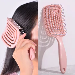 1Pcs Elastic Massage Comb Hollow Out Hair Brush Scalp Massage Combs Hair Styling Detangler Fast Blow Drying Detangling Tool