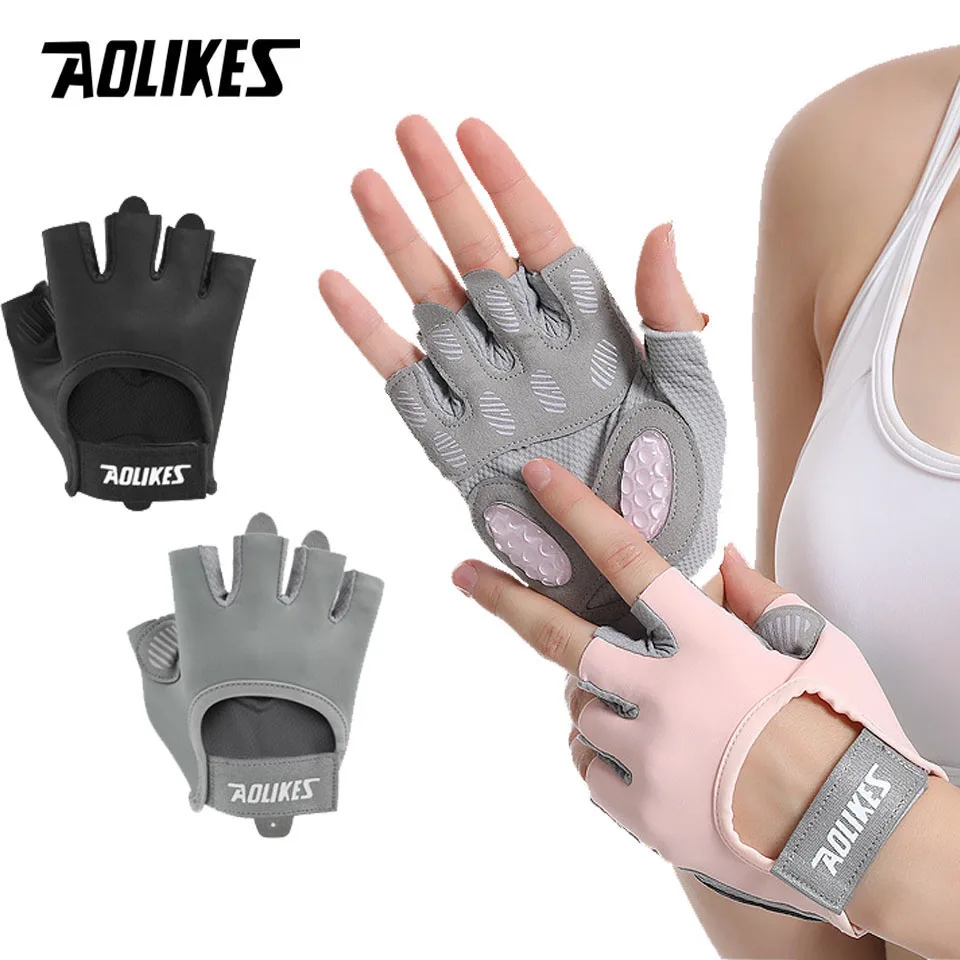 AOLIKES 1 Pair Lightweight Breathable Workout Gloves Palm Protection Gym Gloves Enhance Grip Weight Lifting Gloves for Exercise