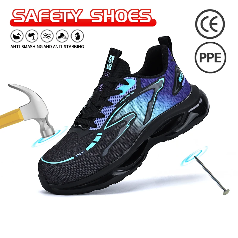 EOCENE Lightweight Work Boots for Men - CE Certified Steel Toe with Breathable & Anti-Puncture Sole Work Shoes Durable