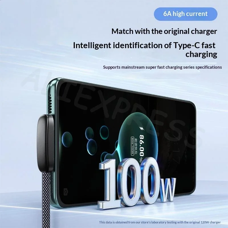 100W USB to Type C Fast Charging Cable 90 Degree Elbow PD Supercharge Braided Data Cable For Study Work
