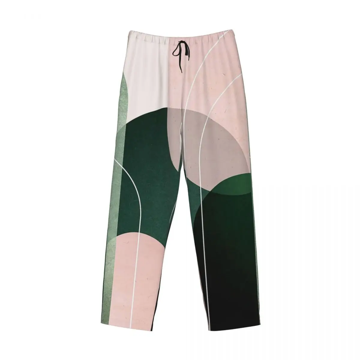 Custom Mid Century Arches In Pink And Green Pajama Pants Men Sleepwear Sleep Lounge Bottoms with Pockets