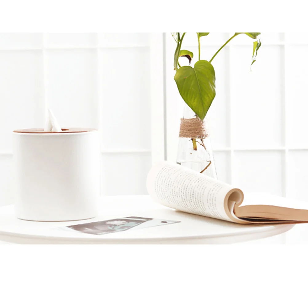 

2Pcs Bamboo Wood Cover Plastic Tissue Box Holder Smooth Opening for Living Room Office Bedroom Car Organizer Plastic Tissue Box