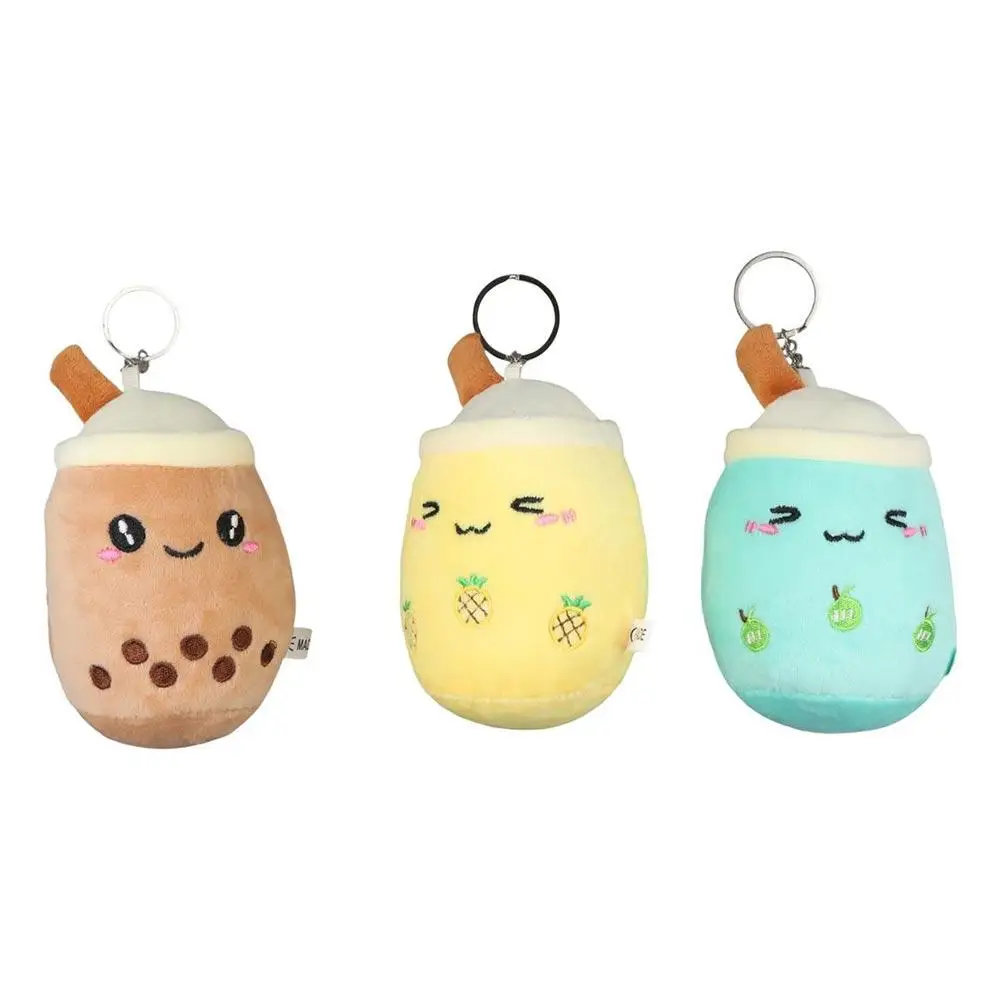 Lovely Plush Doll Bubble Tea Keychain Fruit Tea Keyholder Milk Tea Keyring Stuffed Boba Cartoon Boba Doll Plush Toys Girl Friend