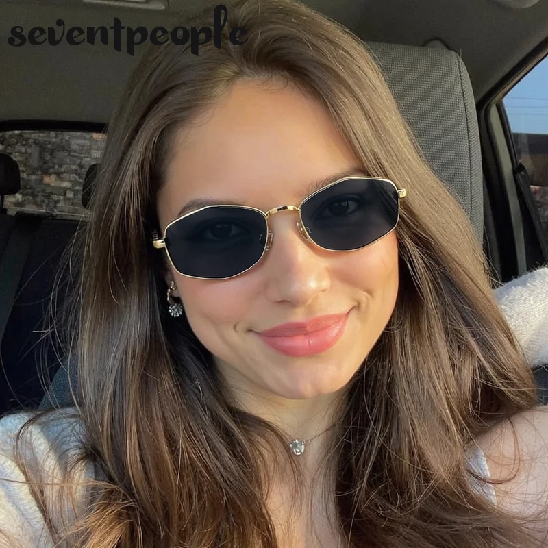 

Small Frame Hexagon Sunglasses Women 2025 Luxury Brand Trendy Punk Polygon Sun Glasses Vintage Driving Shades For Ladies UV400