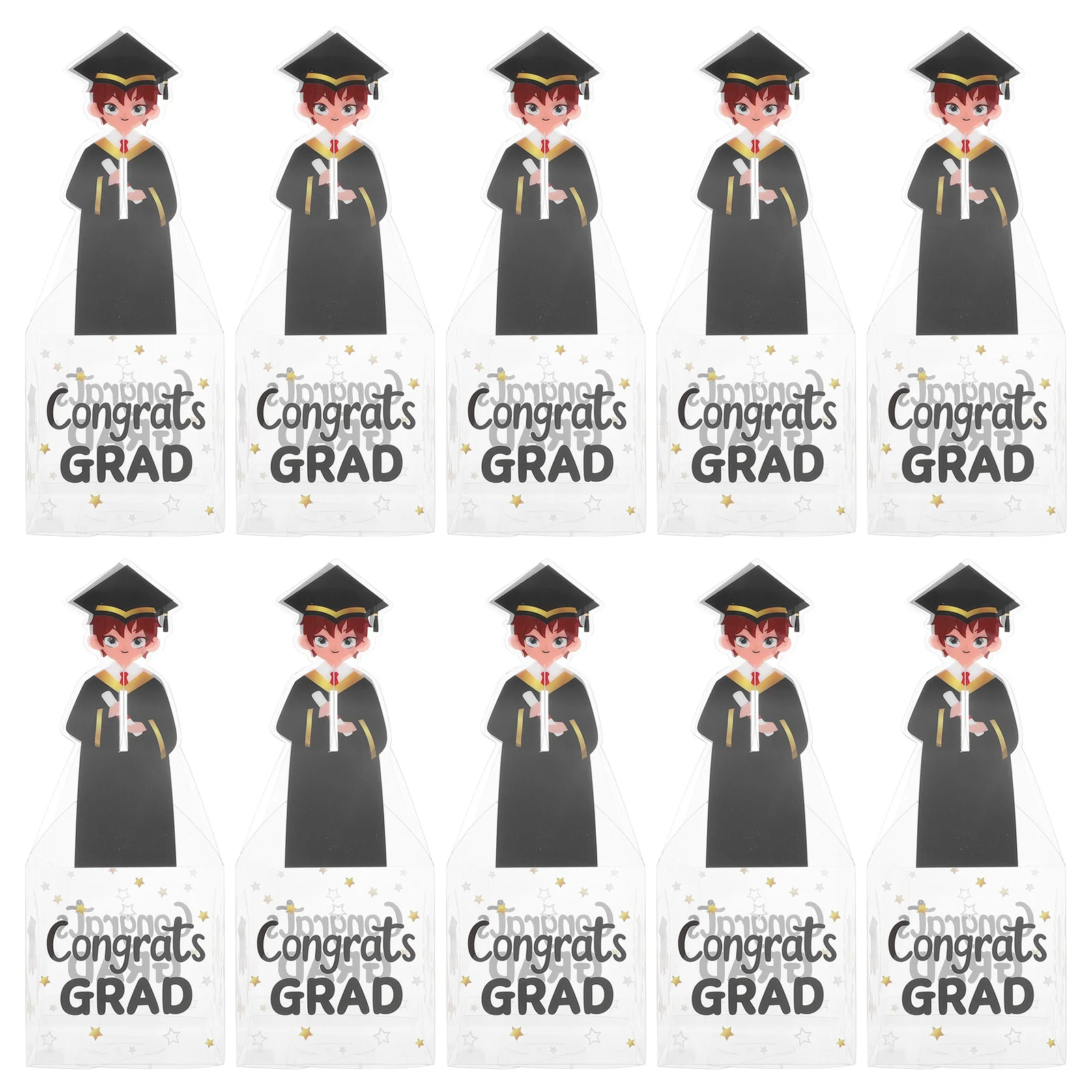 

20Pcs Graduation Party Candy Boxes Transparent PVC Graduation Favors Table Centerpieces Decoration Grad Gift Boxes