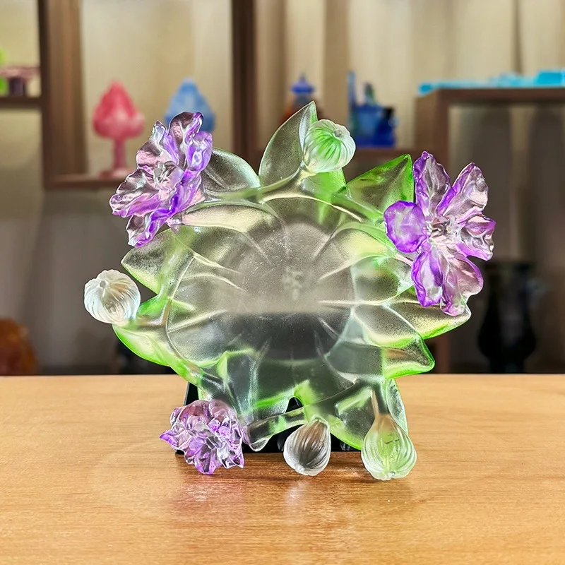 Glazed Twelve Flowers Coaster Holder Cup Set Tea Ware Tea Ceremony Ornament Craft Candlestick Customization