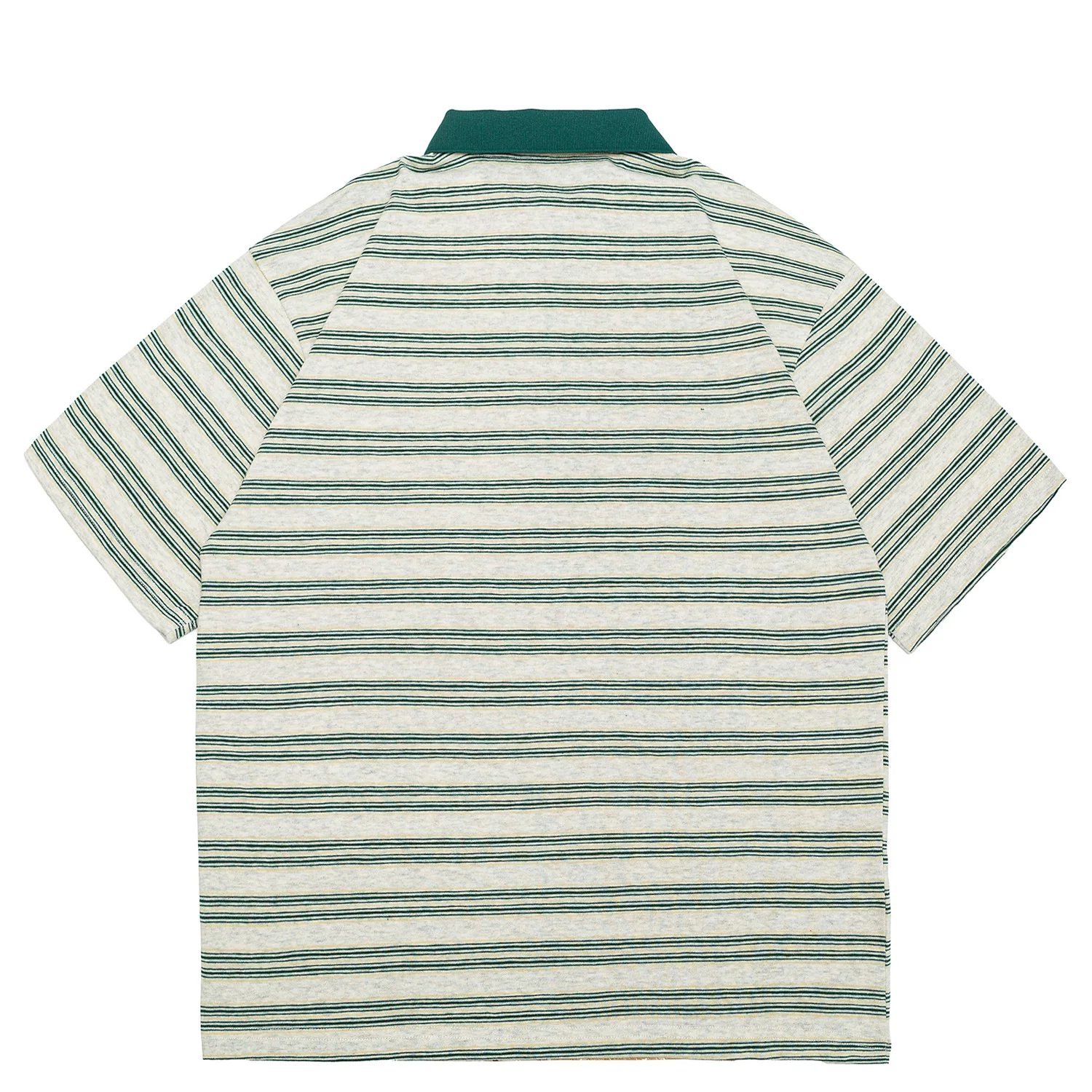 Summer Japanese Retro Amikaji Washed Striped Short Sleeved Polo Shirt Loose Workwear Half Sleeved Sea