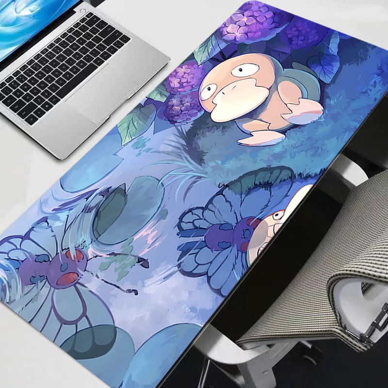 

Anime Mouse Pad Large Gamer Gaming Accessories Speed Keyboard Rubber Lock Edge Desk Mat P-Pokemon Psyduck Office Laptop mousepad