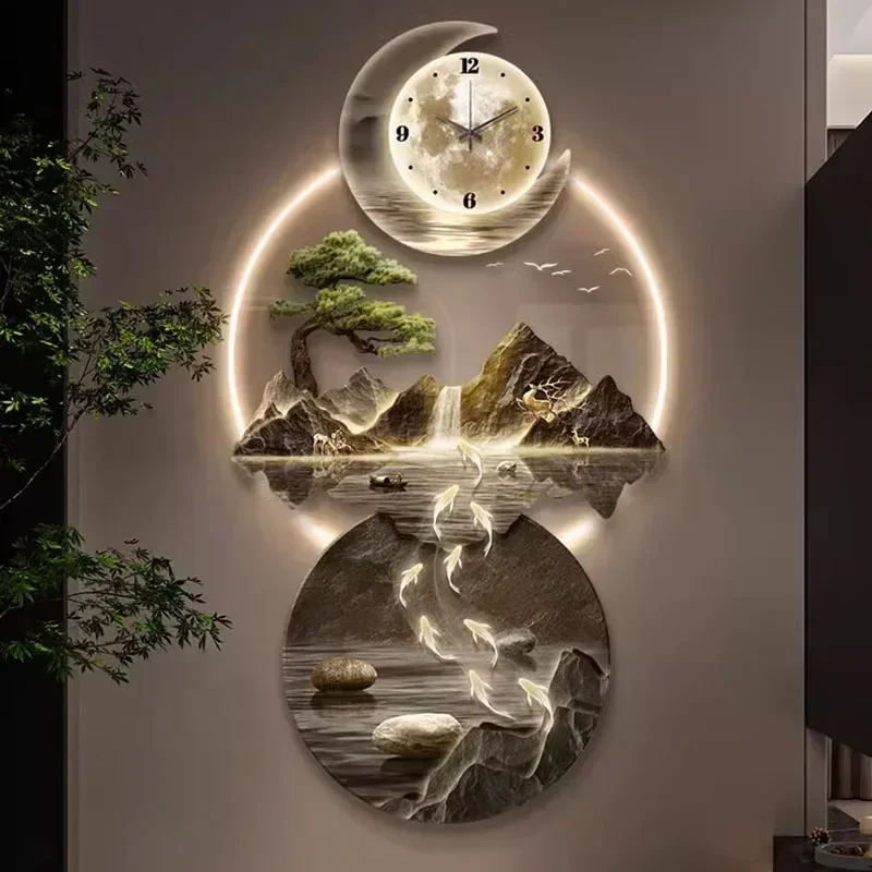 Modern Luminous Wall Watch Chinese Style Led Modern Big Size Interior Mechanism Wall Clocks Fashion Horloge Ornaments Home Decor