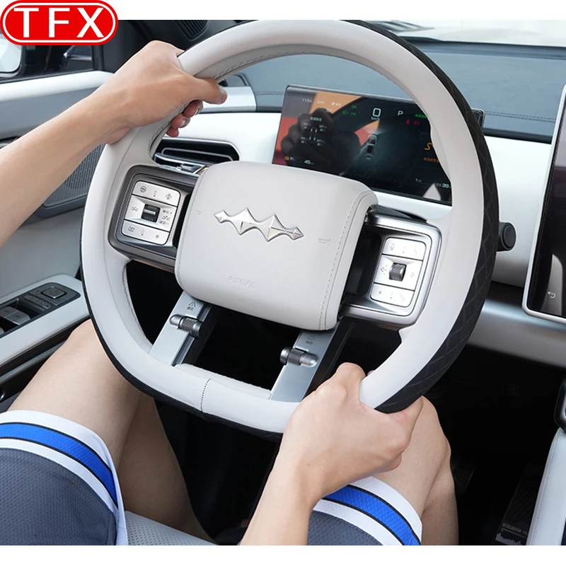 ل BYD ليوبارد التيتانيوم 3 2025 غطاء عجلة قيادة السيارة مستقيم نمط عجلة القيادة غطاء مقبض اللون الأصلي اكسسوارات