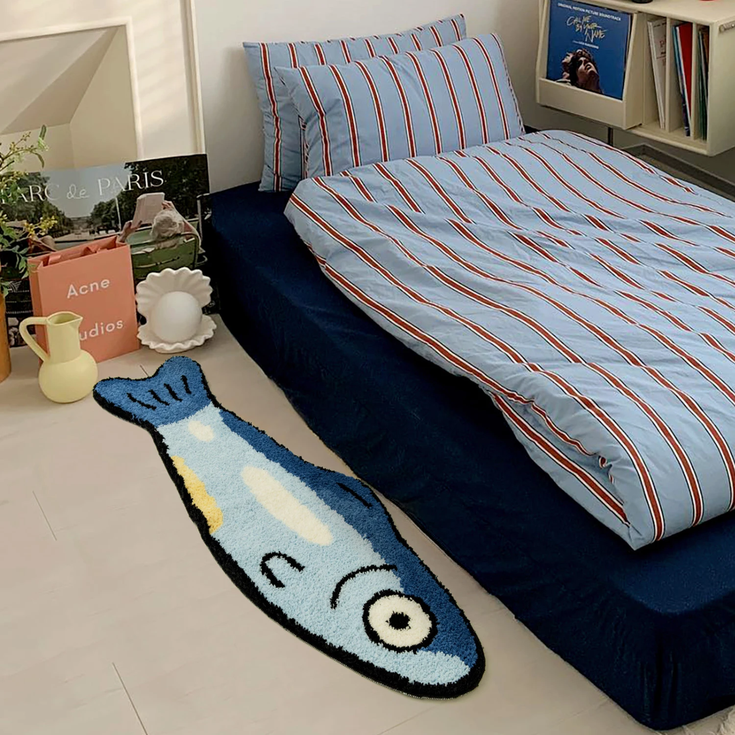 Long Tufting Big Fish Bedroom Rug Kids Room Mat Soft Cartoon Animal Floor Pad Living Room Carpet Anti-slip Home Nursery Decor