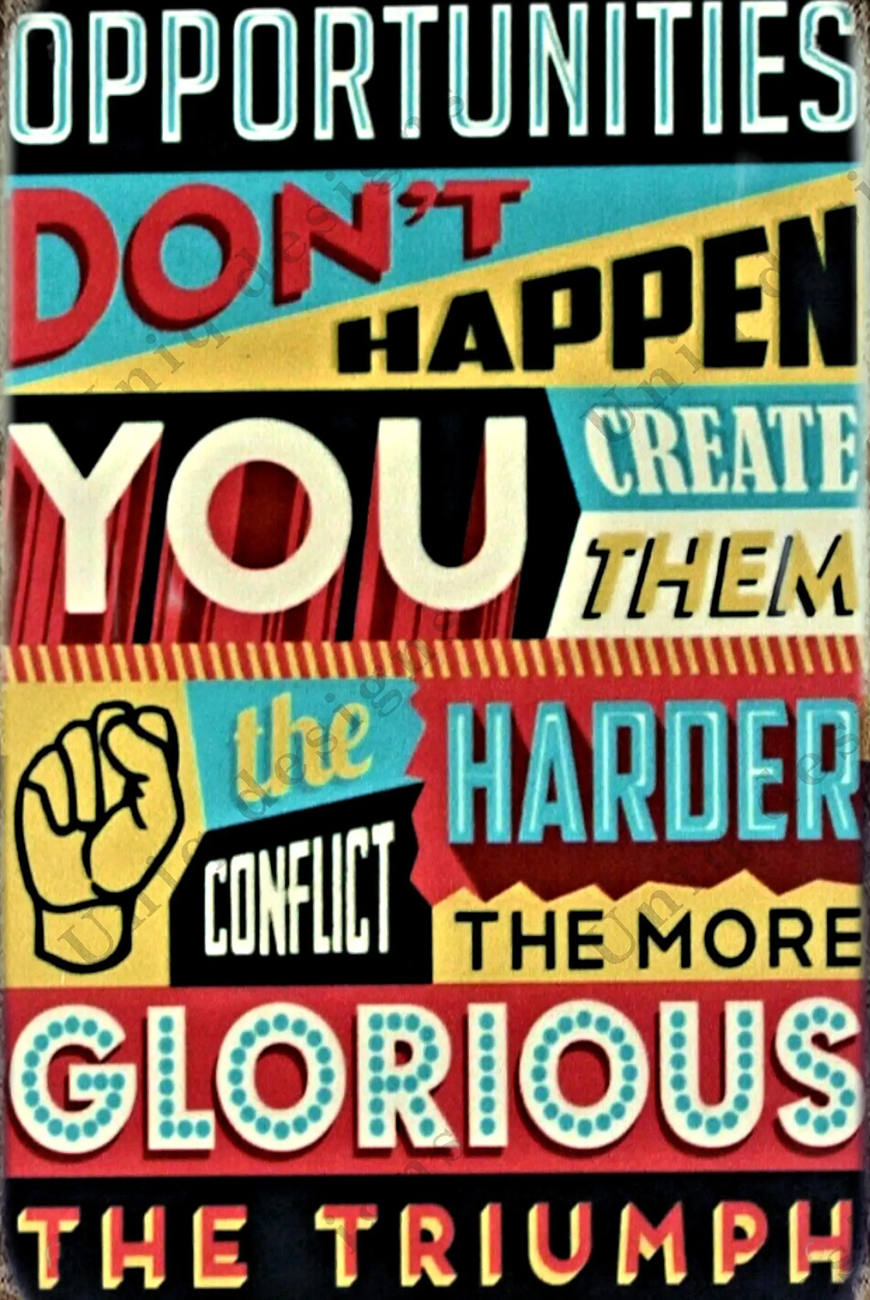 Inspirational Quotes Wall Art Home Office Wall Decor OPPORTUNITIES DON'T HAPPEN YOU CREATE THEM Inspirational Office Wall Ar